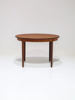 Ausziehbarer runder Esstisch aus Teak, 1960er