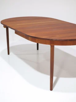 Ausziehbarer runder Esstisch aus Teak, 1960er