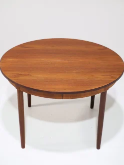 Ausziehbarer runder Esstisch aus Teak, 1960er