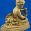 Bacchanal Putto Kind Bacchus Terrakotta Skulptur von Bohumil Rezl, Tschechoslowakei, 1800er