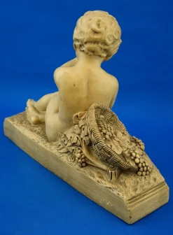 Bacchanal Putto Kind Bacchus Terrakotta Skulptur von Bohumil Rezl, Tschechoslowakei, 1800er