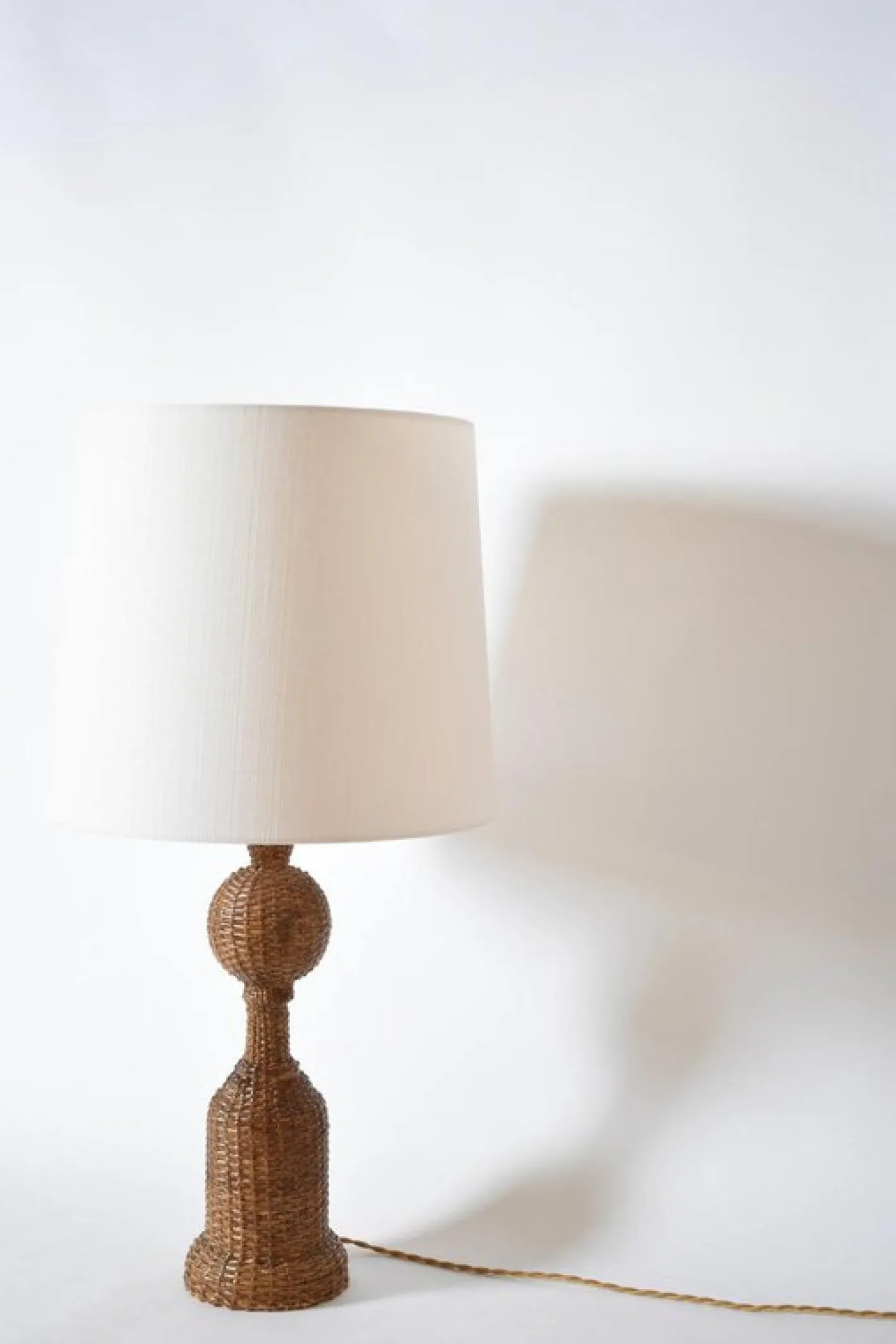 Balusterlampe aus Rattanhaut, 1970er