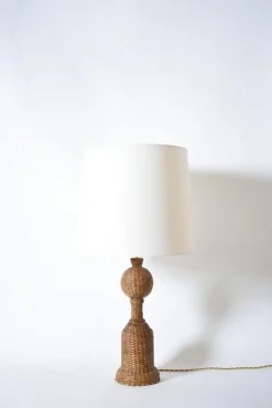 Balusterlampe aus Rattanhaut, 1970er