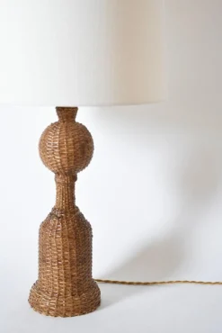 Balusterlampe aus Rattanhaut, 1970er