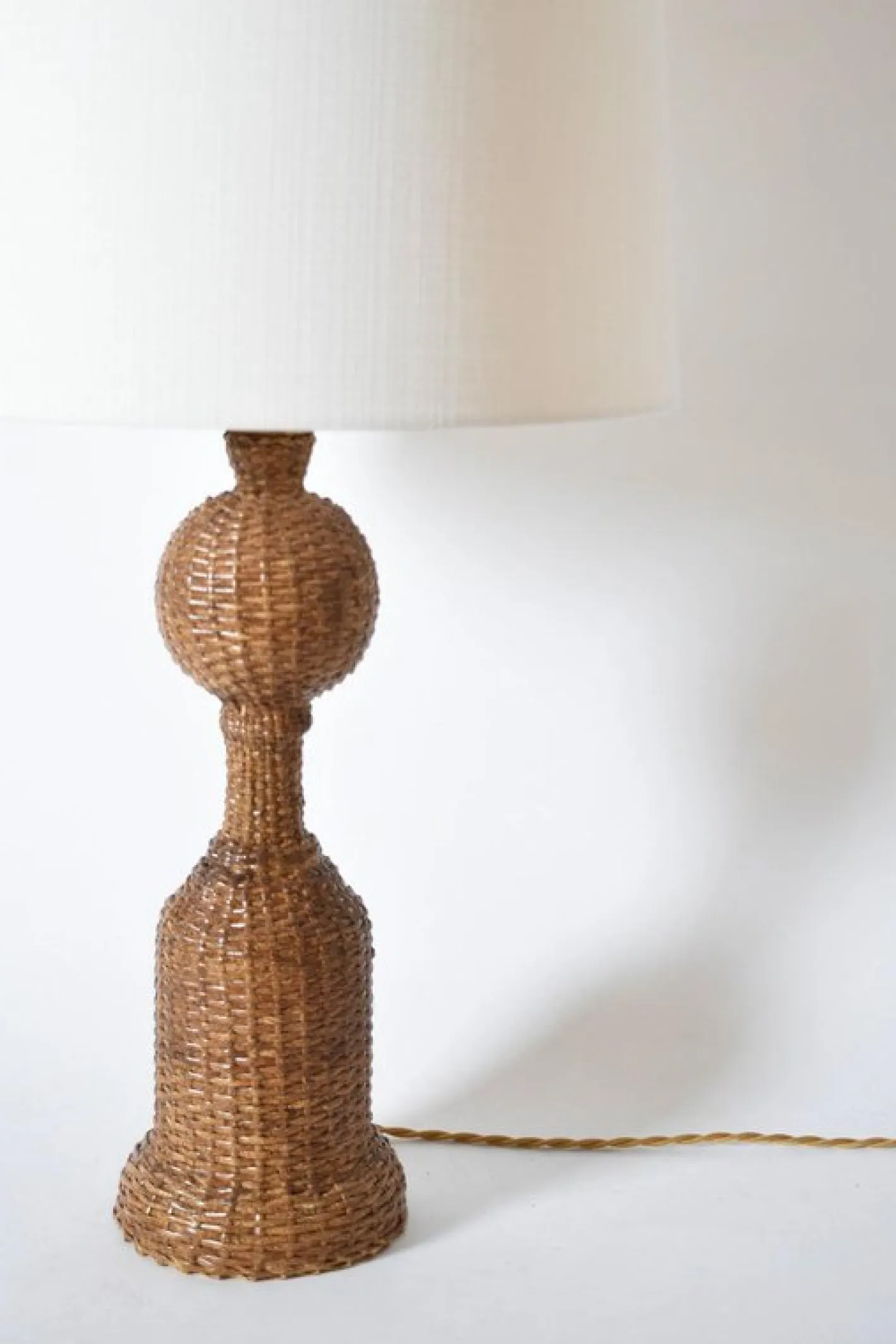 Balusterlampe aus Rattanhaut, 1970er