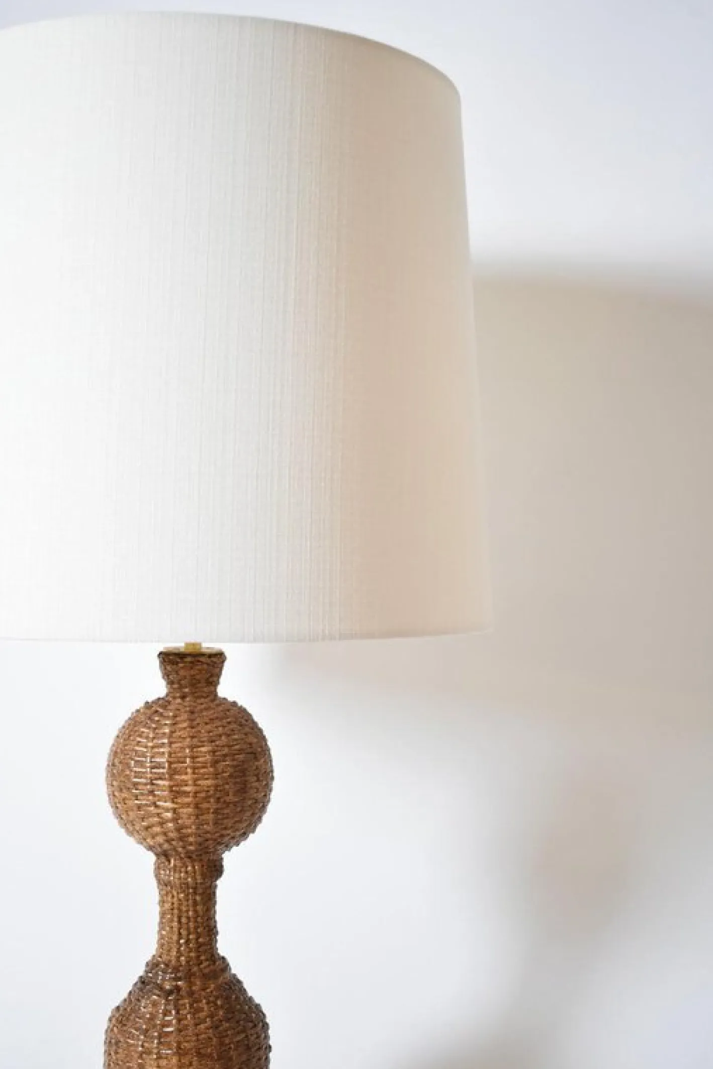 Balusterlampe aus Rattanhaut, 1970er