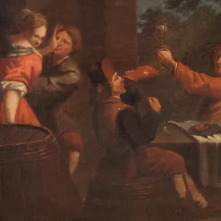 Bamboccianti Stilszene, 1650, Öl auf Leinwand, gerahmt