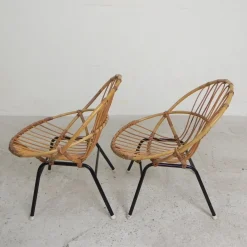 Bambus Kinderstühle aus Rattan von Rohe Noordwold,e 1950er, 2er Set
