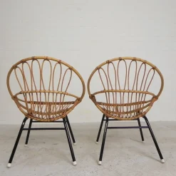 Bambus Kinderstühle aus Rattan von Rohe Noordwold,e 1950er, 2er Set
