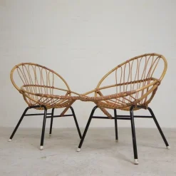 Bambus Kinderstühle aus Rattan von Rohe Noordwold,e 1950er, 2er Set