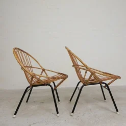 Bambus Kinderstühle aus Rattan von Rohe Noordwold,e 1950er, 2er Set