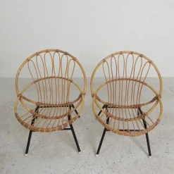 Bambus Kinderstühle aus Rattan von Rohe Noordwold,e 1950er, 2er Set