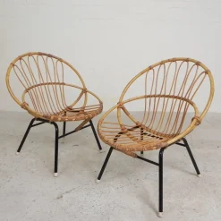 Bambus Kinderstühle aus Rattan von Rohe Noordwold,e 1950er, 2er Set