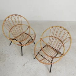 Bambus Kinderstühle aus Rattan von Rohe Noordwold,e 1950er, 2er Set
