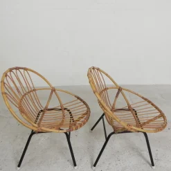 Bambus Kinderstühle aus Rattan von Rohe Noordwold,e 1950er, 2er Set