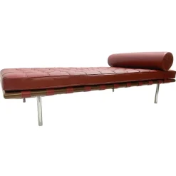 Barcelona Tagesbett aus bordeauxrotem Leder, Ludwig Mies Van Der Rohe für Knoll zugeschrieben, 1990er