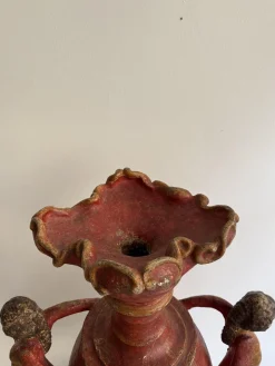 Barocker Kerzenhalter aus lackiertem Holz & Gips, 17. Jh., Spanien, 1600