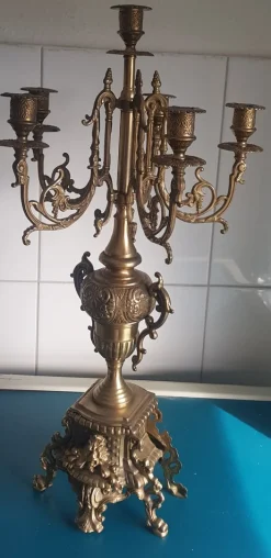 Barocker Sechsarmiger Kerzenhalter aus Messing