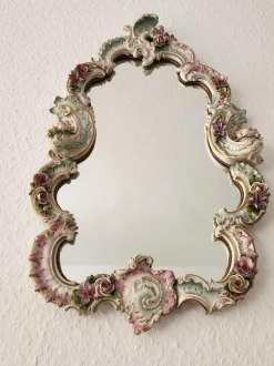Barocker Vintage Wandspiegel von der Rudolf Kämmer Porzellanmanufaktur, 1950er