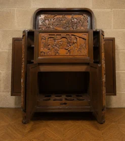 Barschrank aus geschnitztem Holz, 1930er