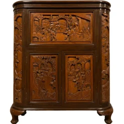 Barschrank aus geschnitztem Holz, 1930er
