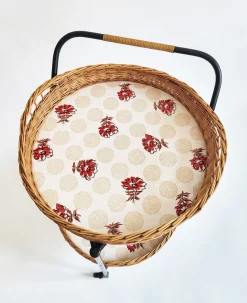 Barwagen aus Rattan & lackiertem Eisen, Österreich, 1950er