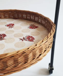 Barwagen aus Rattan & lackiertem Eisen, Österreich, 1950er