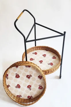 Barwagen aus Rattan & lackiertem Eisen, Österreich, 1950er