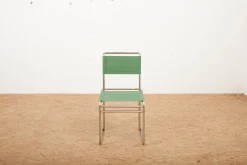 B5 / B40 Stuhl aus verchromtem Stahlrohr mit grünem Stoffsitz von Marcel Breuer für Tecta, 1980er