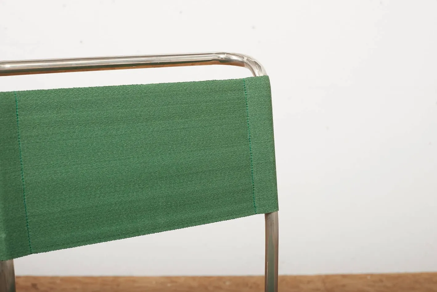 B5 / B40 Stuhl aus verchromtem Stahlrohr mit grünem Stoffsitz von Marcel Breuer für Tecta, 1980er
