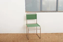 B5 / B40 Stuhl aus verchromtem Stahlrohr mit grünem Stoffsitz von Marcel Breuer für Tecta, 1980er