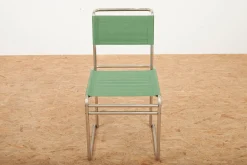B5 / B40 Stuhl aus verchromtem Stahlrohr mit grünem Stoffsitz von Marcel Breuer für Tecta, 1980er