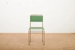 B5 / B40 Stuhl aus verchromtem Stahlrohr mit grünem Stoffsitz von Marcel Breuer für Tecta, 1980er
