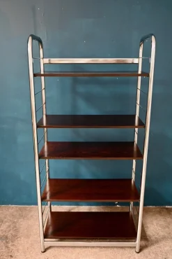 Bücherregal aus Chrom & Teak, 1970er