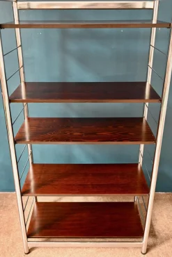 Bücherregal aus Chrom & Teak, 1970er