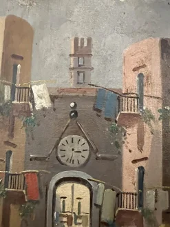 B. Ciappa, Place du village animée, Öl auf Leinwand