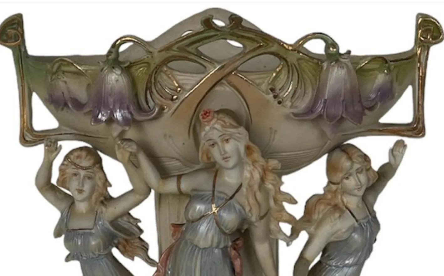 Beginn des 20. Jahrhunderts, Französische Art Deco Blumenschale mit drei Grazien