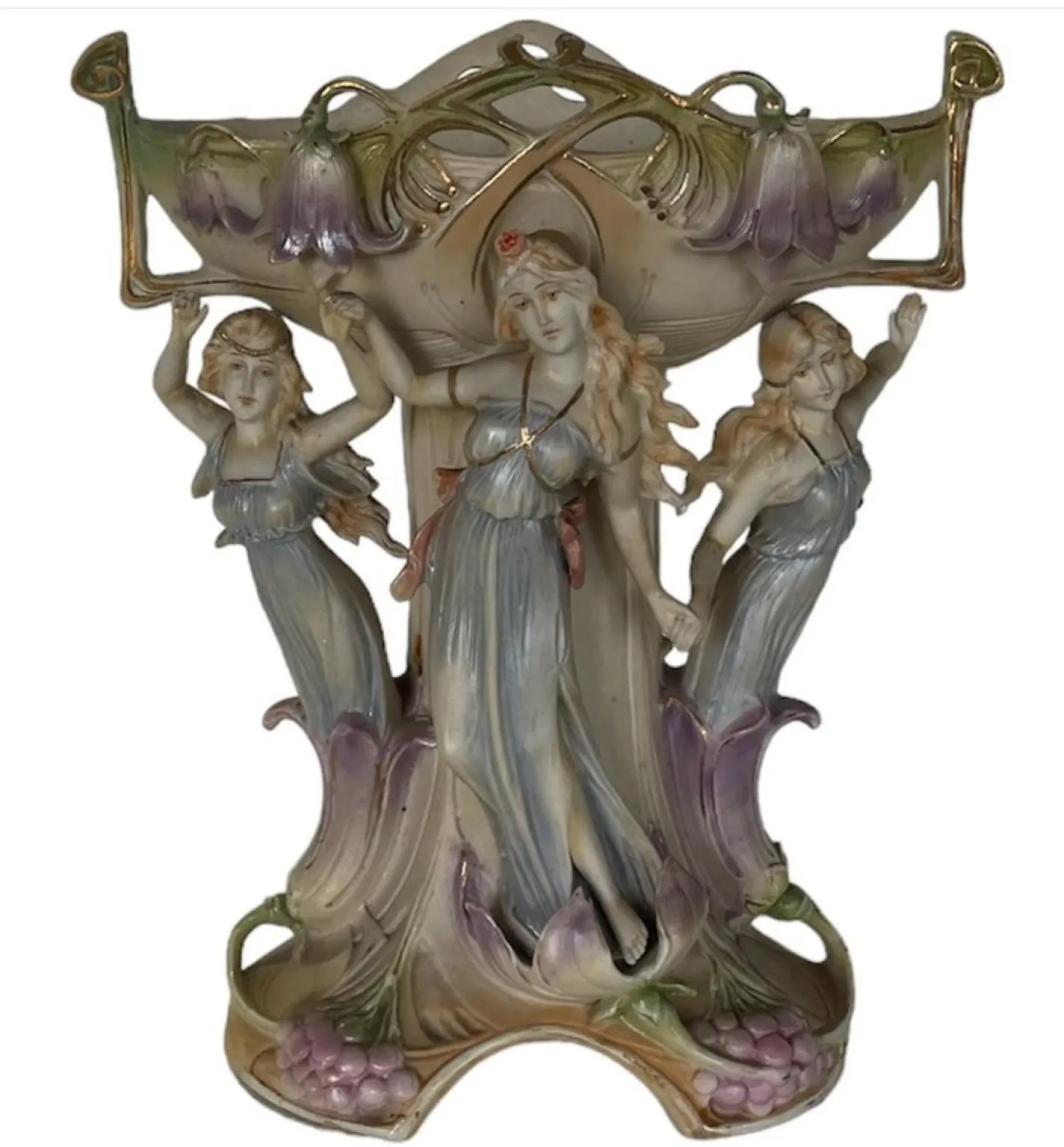 Beginn des 20. Jahrhunderts, Französische Art Deco Blumenschale mit drei Grazien