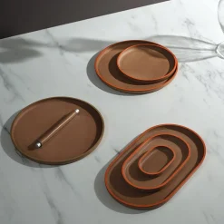 Beige Oval No.01 Plato Tablett von Defne Koz für Uniqka