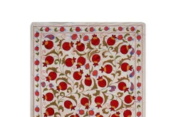 Beige usbekischer Suzani Bestickter Wandbehang Textil