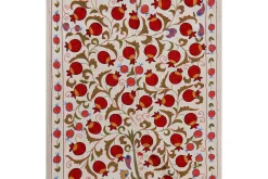 Beige usbekischer Suzani Bestickter Wandbehang Textil
