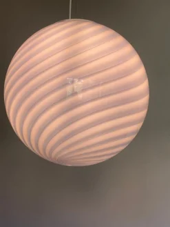 Beige & Weiße Sphere Hängelampe aus Muranoglas von Simoeng