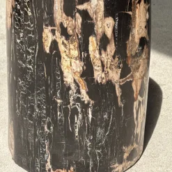 Beistelltisch aus schwarzem versteinertem Holz mit beigefarbenen Seiten, 1980er