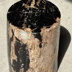 Beistelltisch aus schwarzem versteinertem Holz mit beigefarbenen Seiten, 1980er