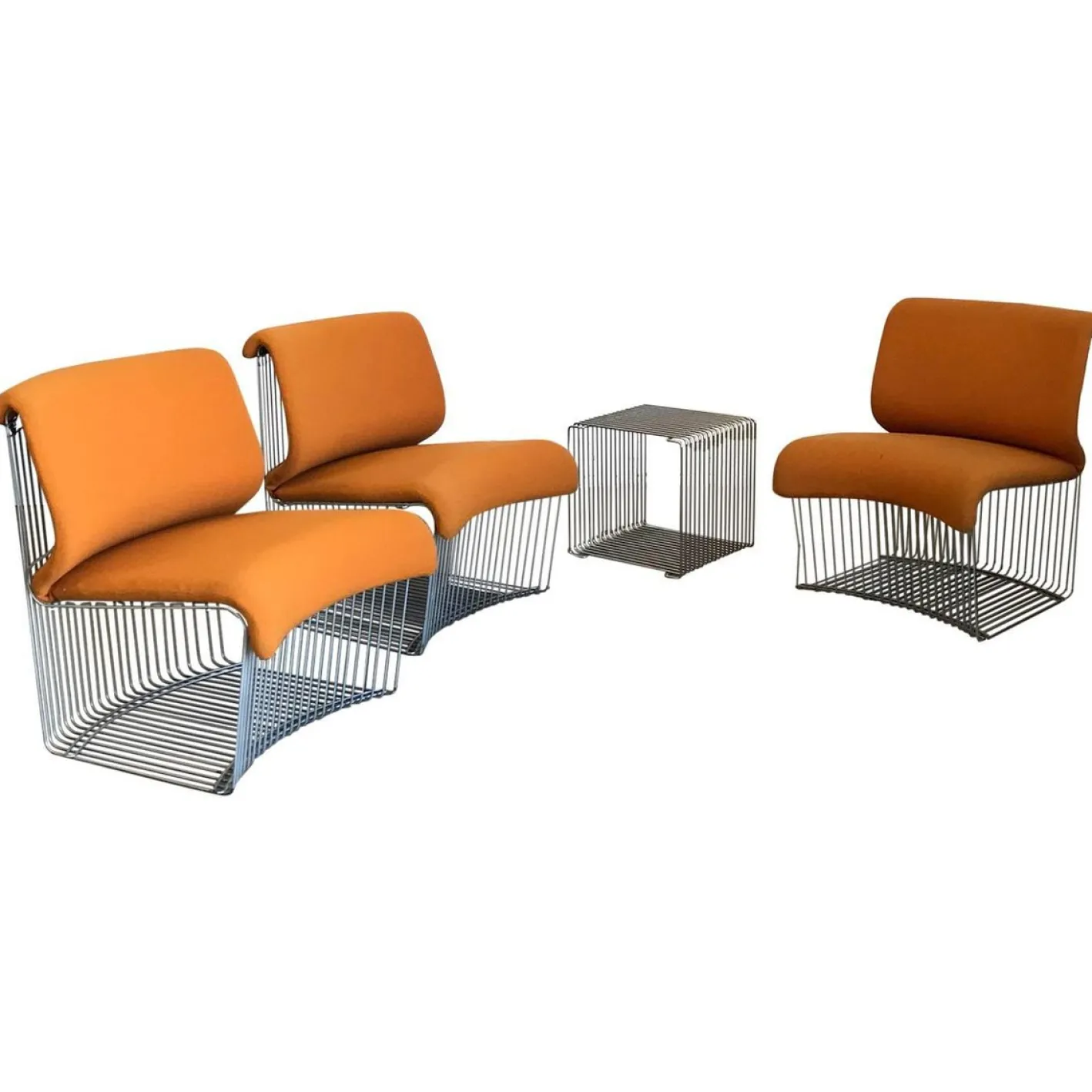 Beistelltisch & 3 Pantonova Stühle von Verner Panton für Fritz Hansen, 1971, 4er Set