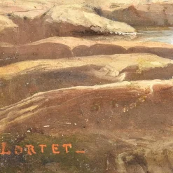 Berglandschaft Gemälde, 19. Jh., Öl auf Papier, gerahmt