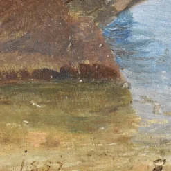 Berglandschaft Gemälde, 19. Jh., Öl auf Papier, gerahmt