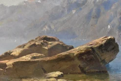 Berglandschaft Gemälde, 19. Jh., Öl auf Papier, gerahmt