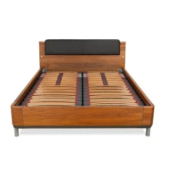 Bett aus Leder und Holz von Hülsta