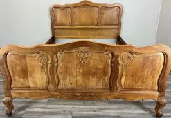 Bett Französisches Louis Xvi Doppelbett Bettgestell aus Eiche geschnitztes Kopfteil Lot 4603